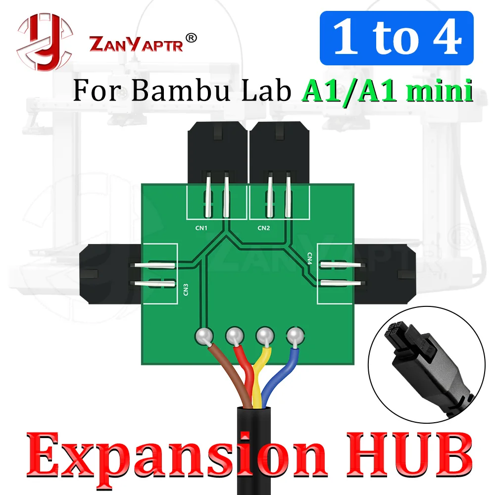 

For Bambu Lab A1/A1 mini 4Pin Expansion Hub 24V High temperature resistance 4pin data extension cable for 3D Printer accessories