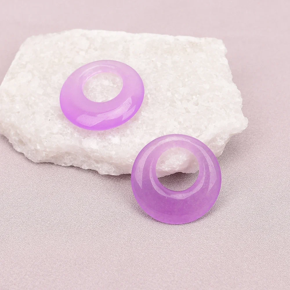 5 Pcs Lavender Purple Agate Circle Connector Rings Clasp Jewelry Finding DIY