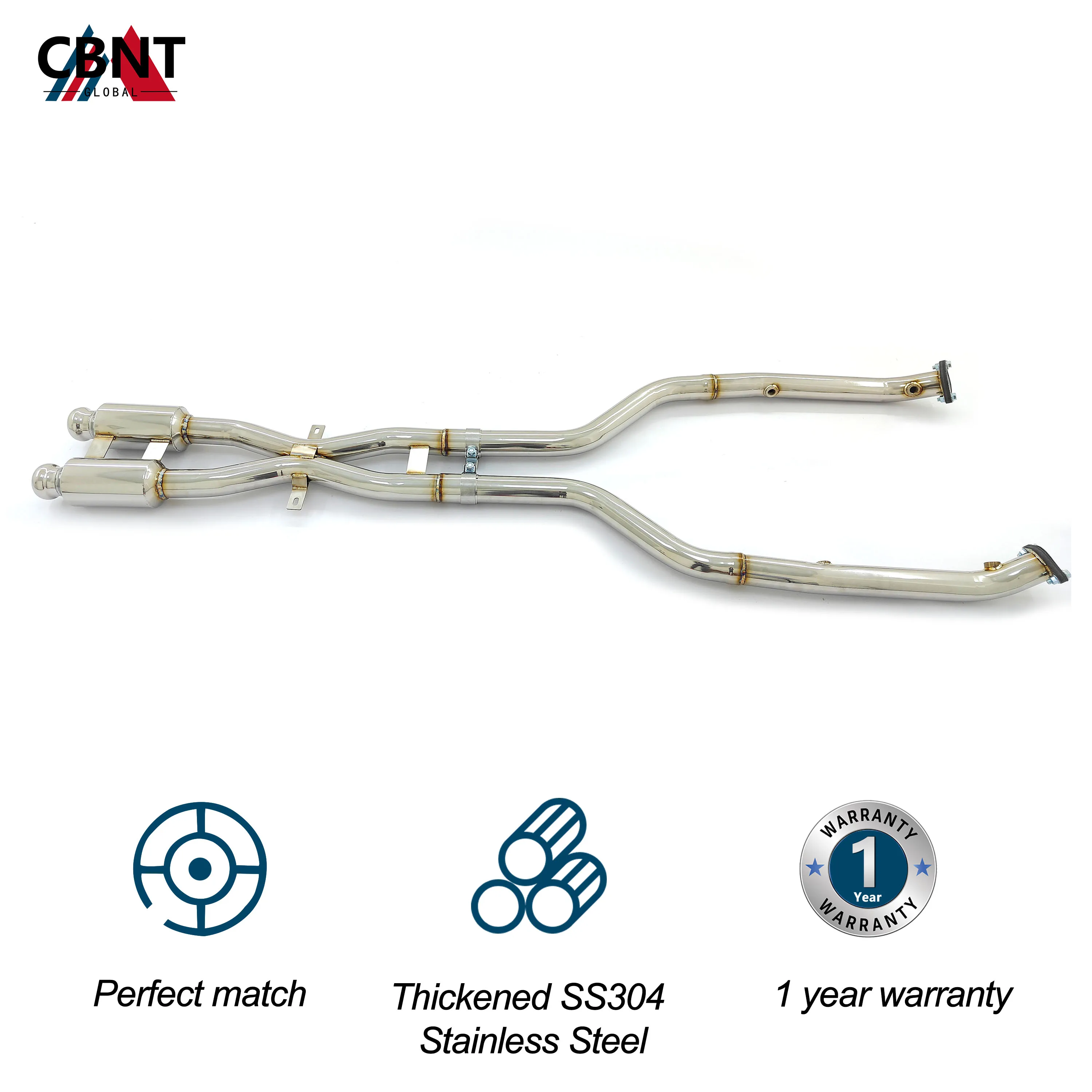 CBNT Exhaust Mid Pipe with Resonators 60mm/2.36inches for BMW E90 E92 M3 High Quality SS304 Tuning Middle Pipe Exhaust Systems