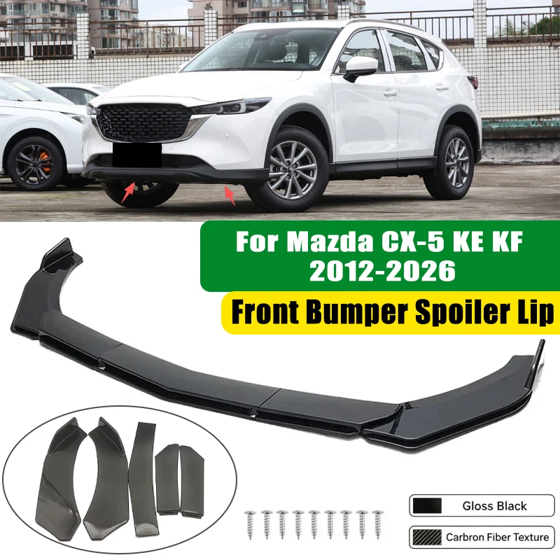 For Mazda CX-5 KE KF 2012-2026 5Pcs ABS Car Front Bumper Lip Spoiler Splitter Body Kit Canard Tuning Accessories
