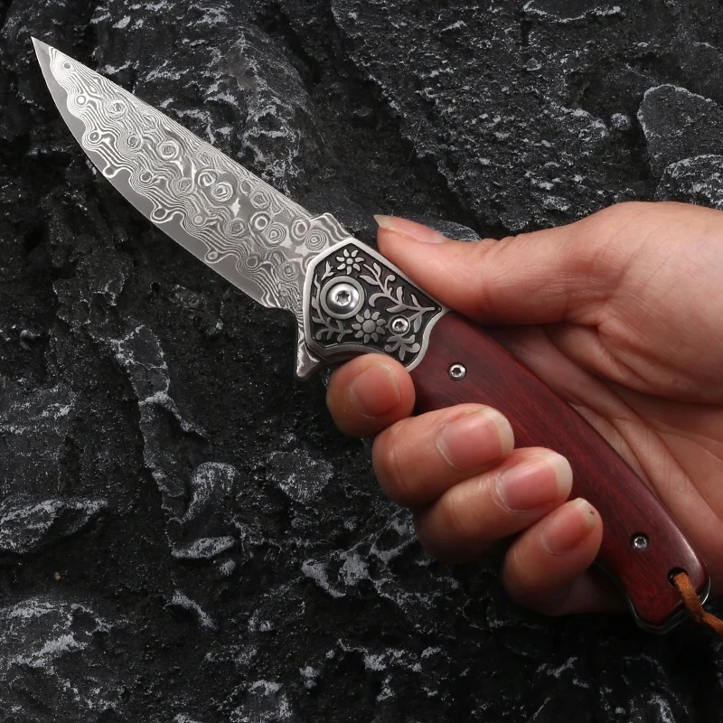 VG10 Damascus Folding Pocket Knife Tactical Portable Durable Military Outdoor Camping Survival Hunting Self Defense Multitool