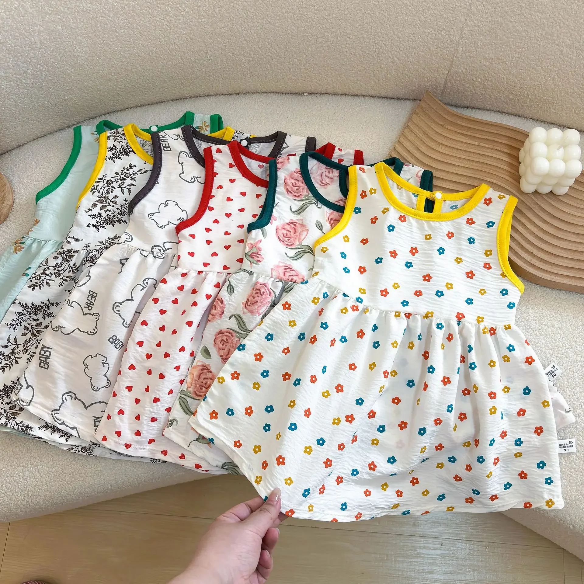 

Kids Girls Summer Princess Dress All Printed Trendy Infant Babys Girls Sleeveless Dress Loose Breathable Toddler Girls Sundress