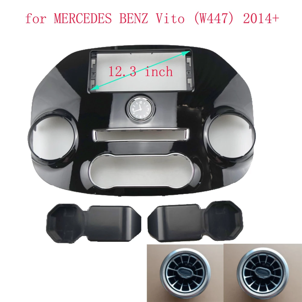 Panel de Fascia de Radio de coche de 12,3 pulgadas para MERCEDES BENZ Vito (W447) 2014+ Kit de tablero instalar consola Facia placa de bisel adaptador embellecedor