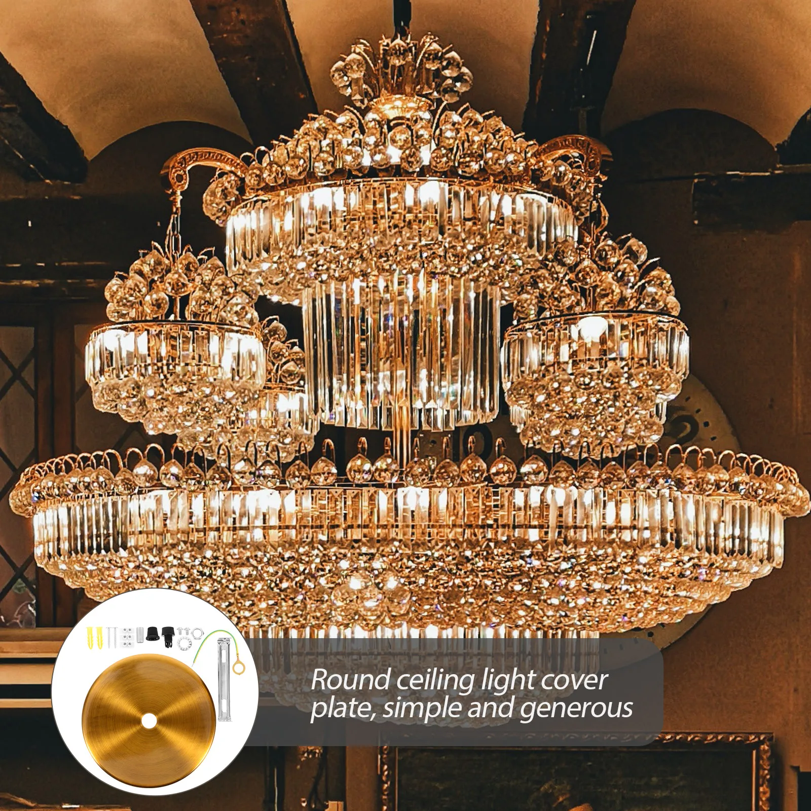 

Ceiling Light Fixture Mounting Plate Round Metal Electroplated Pendant Lamp Accessories Chandelier Canopy Kit Simple