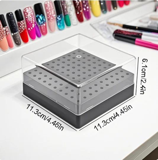 

100 Holes Plastic Nail Stand Nail Art Drill Storage Box Grinding Polish Head Bit Holder Display Nail Drill Bits Organizer