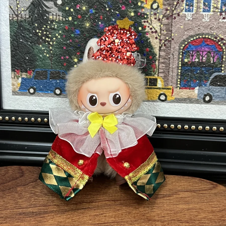 Voor Mini Labubu 4.0 Pin voor Liefde Kleding Kerst rok mantel Voor Labubu V4 Kerst Outfit Kleding Accessoires