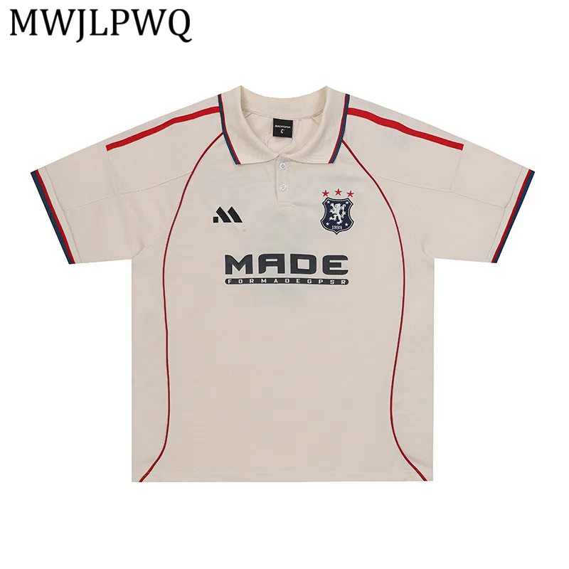 

MWJLPWQ American Style High Street Color-Block T-Shirt For Men Lapel Short Sleeve Spring Casual Tops 2026 Summer New 13820