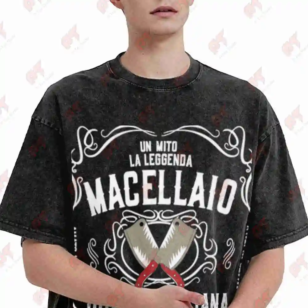 Italian Butcher Macellai Meat Cutting Vintage Washed Tee Pure Cotton T-Shirt