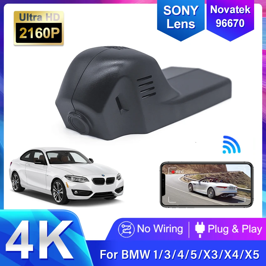 

Видеорегистратор автомобильный, 4K 2160P, Wi-Fi, для BMW X1, F48, X3, F25, X4, F26, X5, F15, X6, F16, 1, 2, 3, 4, 5, 7, F20, F30, F31, F32, F40, F10, F07