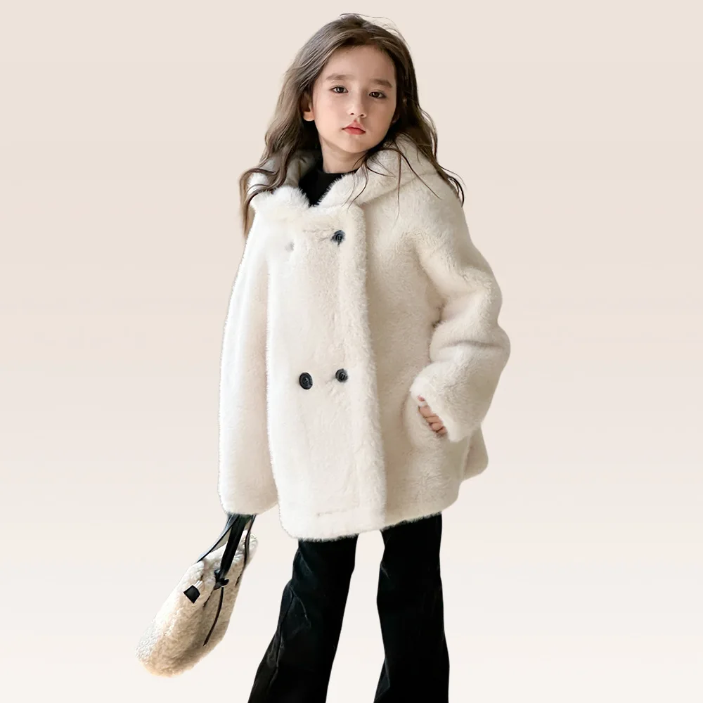 

2025: детская шуба с капюшоном, корейская свободная и теплая шуба из искусственного норки для маленьких мальчиков и девочек