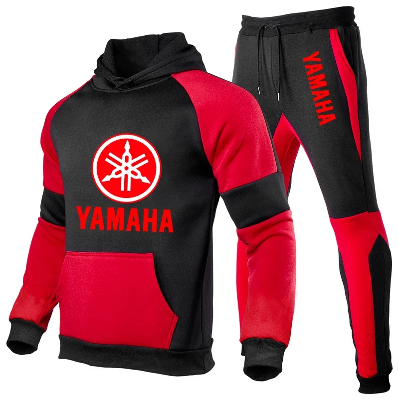 Yamaha logo print men tracksuit hoodie pullover Pant 2 piece suit casual fitness jogging Yamaha clothing sportswear men clothing