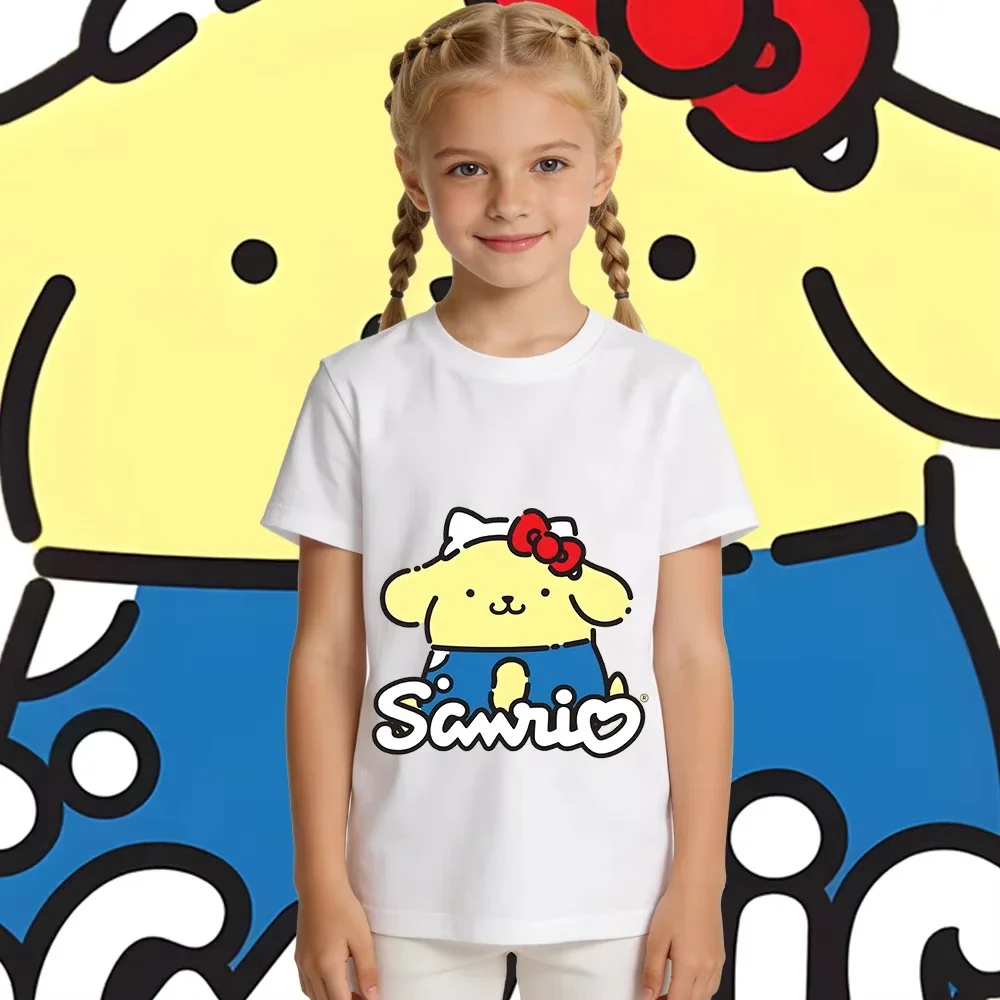 2026 Kids Cotton T Shirt Girls Casual Short Sleeve Cute Pompompurin Comfortable and Adorable Children's Family Wear
