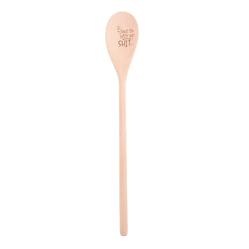 

AEE8-Christmas Gift Funny Spoons,Bout To Stir Up Some Shit Engraved Funny Wooden Spoon,Unique Wooden Creative Spoon