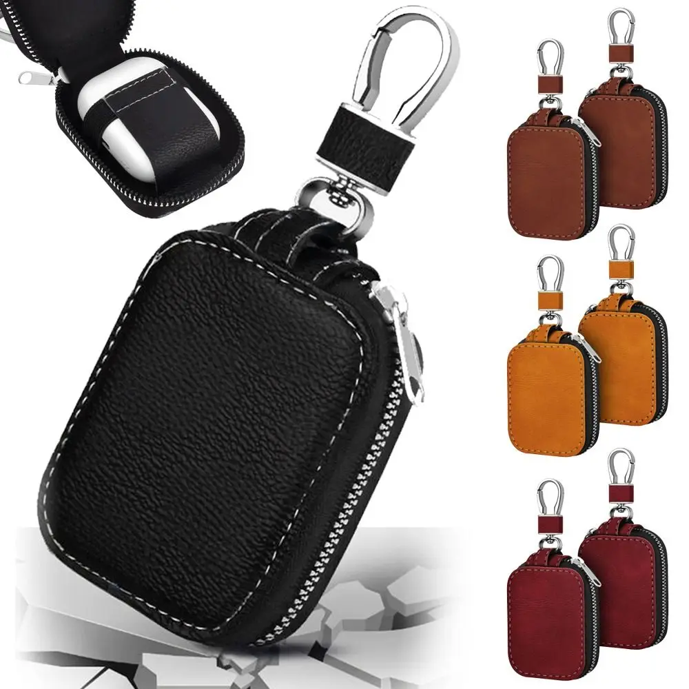 Casing Pelindung Earphone Nirkabel Kulit PU Universal Anti Benturan dengan Ritsleting, Cocok untuk Airpods, Sarung Pelindung Earbuds Klasik