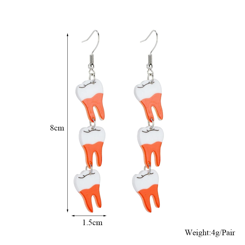 YAOLOGE Acrylic Exaggerated Tooth Tassel Drop Earrings For Women Fashion Girls Wacky Horror Ear Hook Jewelry Festivals Gifts