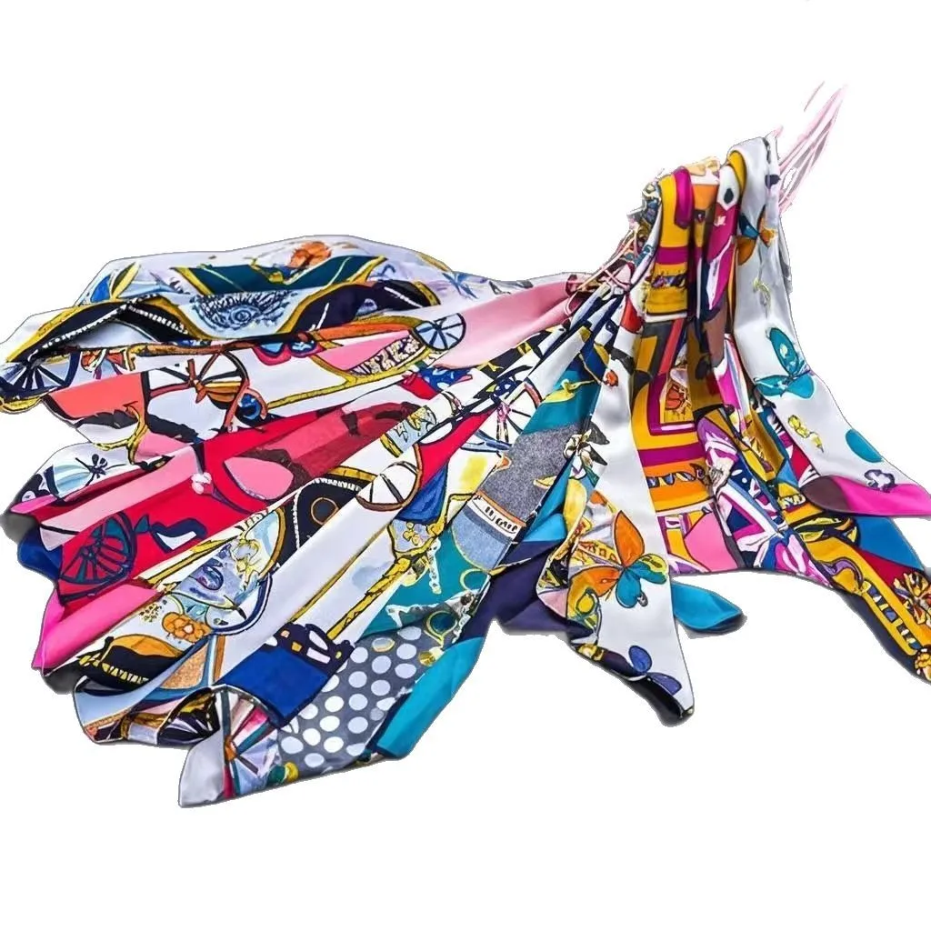 جديد طباعة زهرة وشاح صغير للنساء مقبض حقيبة أشرطة العلامة التجارية موضة وشاح الرأس صغير طويل نحيل الأوشحة بالجملة رباطات #2