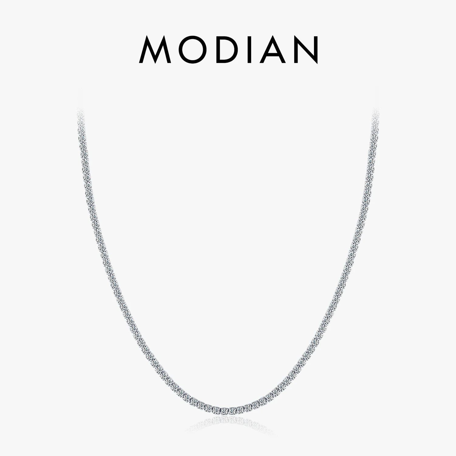 

Цепочка Modian из серебра 925 пробы женская, классическое роскошное ожерелье с полностью прозрачным кубическим цирконием, массивное Ювелирное Украшение