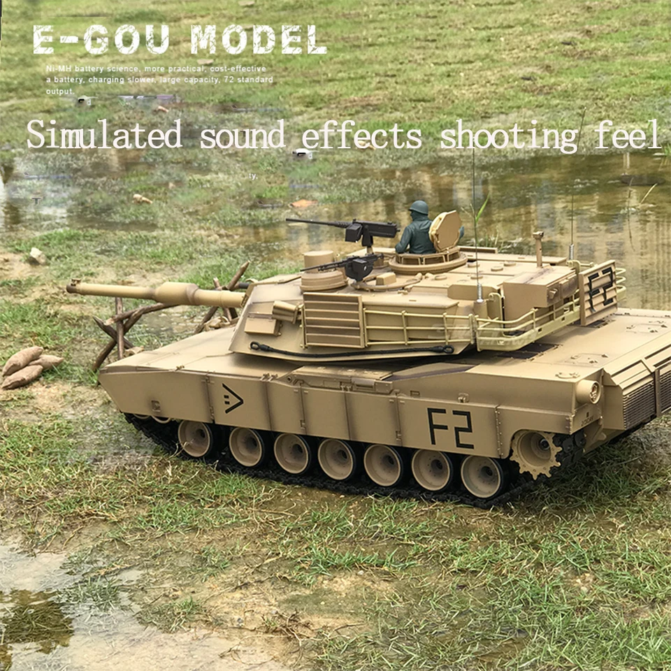 Henglong 1/16　ヘンロン　エイブラムスM1A2 戦車ラジコン Henglong-ラジコン戦車モデル,おもちゃ,リモコン,軍用戦車,砲塔,反動