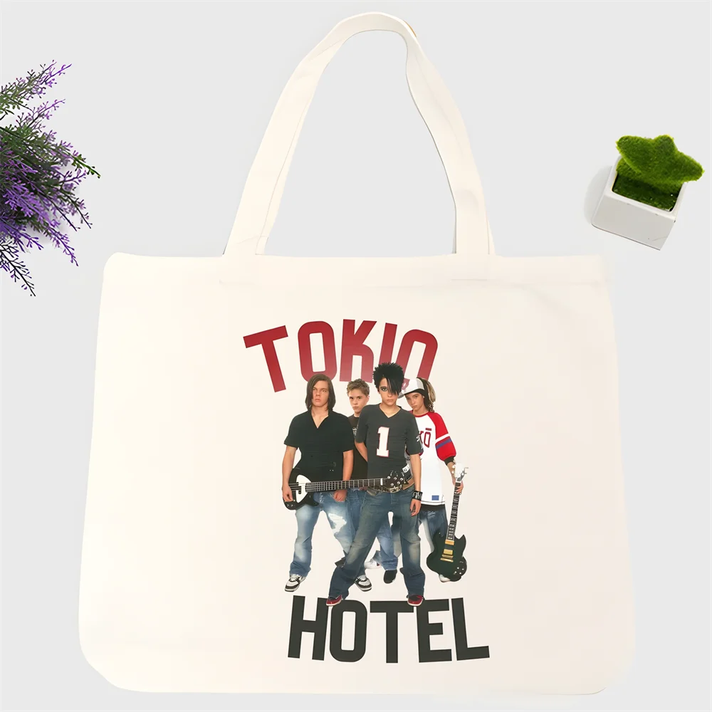 Rock Band Tokio Hotel Music Harajuku Women Canvas Tote Bags Handbags Shoulder Bags Shopping Handbag