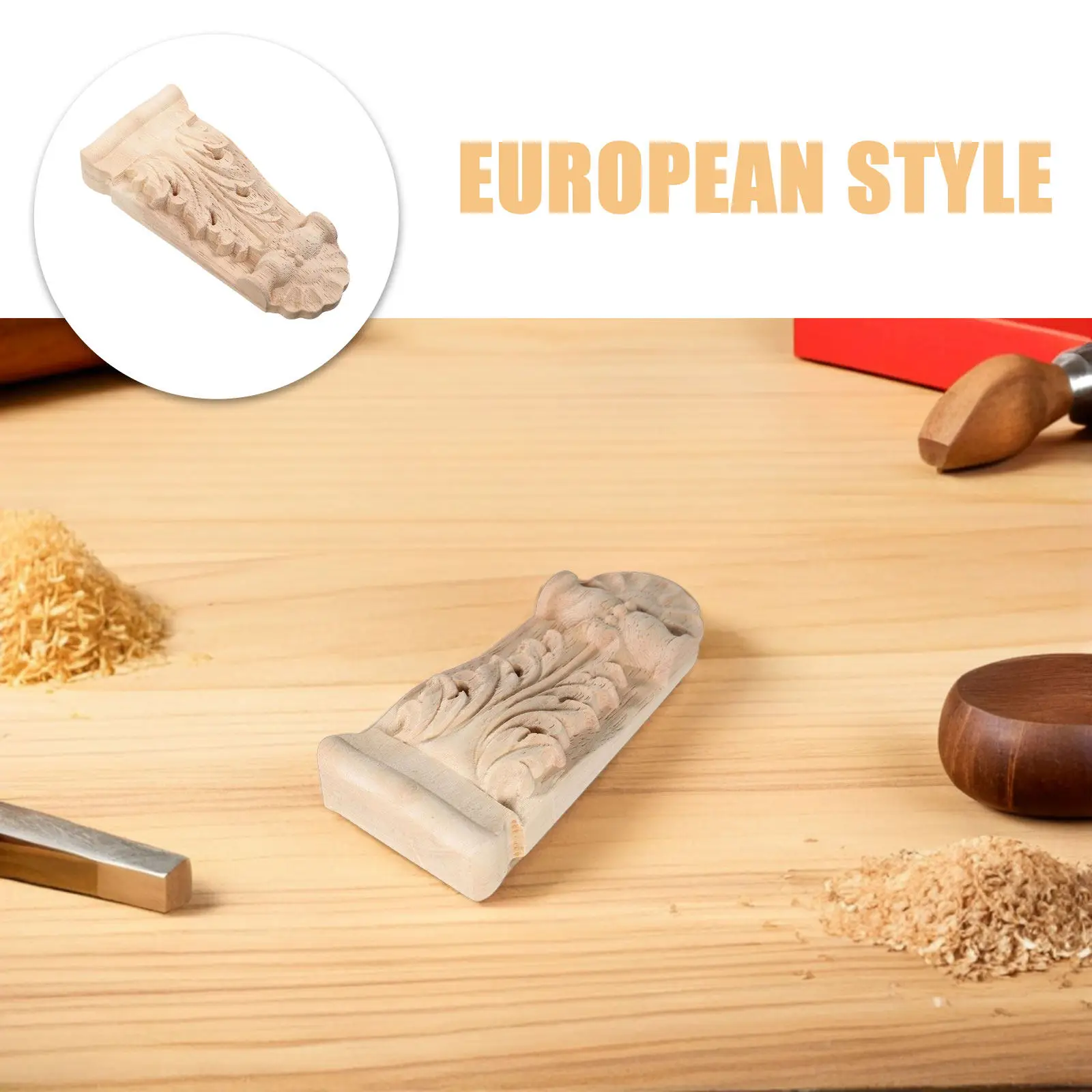 2Pcs Wood Corbels Traditional Decorative Brackets 4.7x2.2 Inch Unfinished Hardwood Column Supports for Kitchen Cabinets Shelves