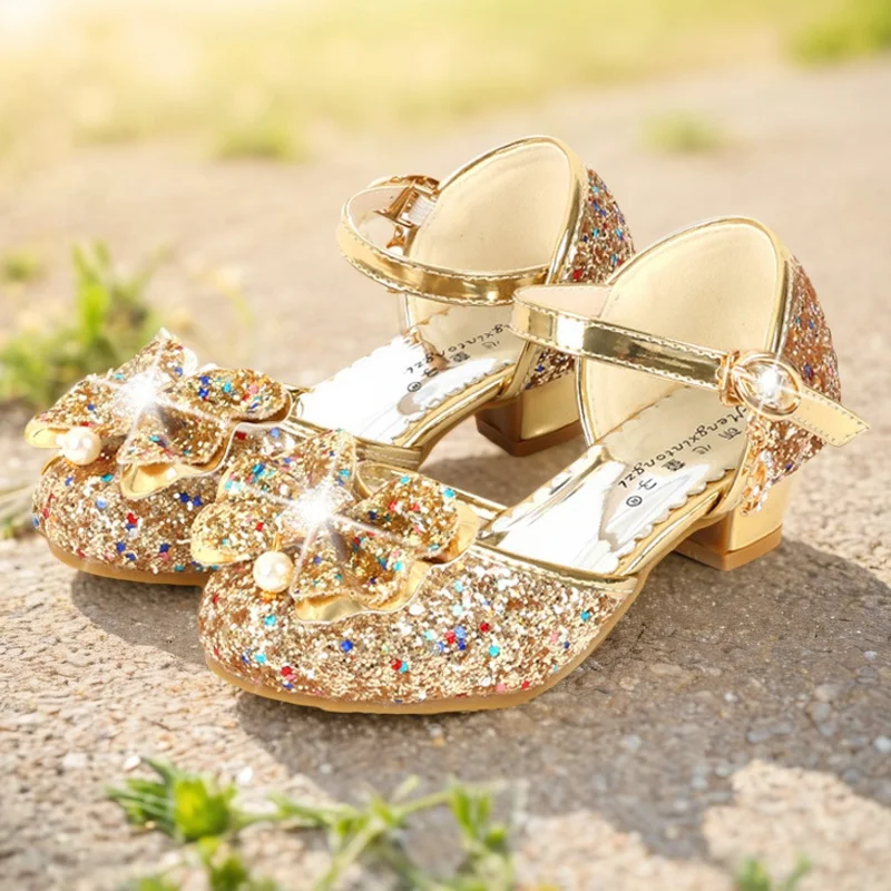 ULKNN Flower Children Sandals Summer Beach Princess Girl Shoes for Kids Glitter Wedding Party sandalia infantil chaussure enfant