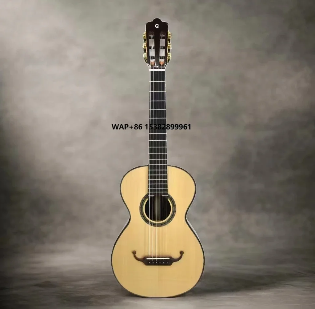 19th Century 36-Inch Solid Spruce Classical Guitar with Glossy Finish & Rosewood Back/Side Handmade Masterpiece