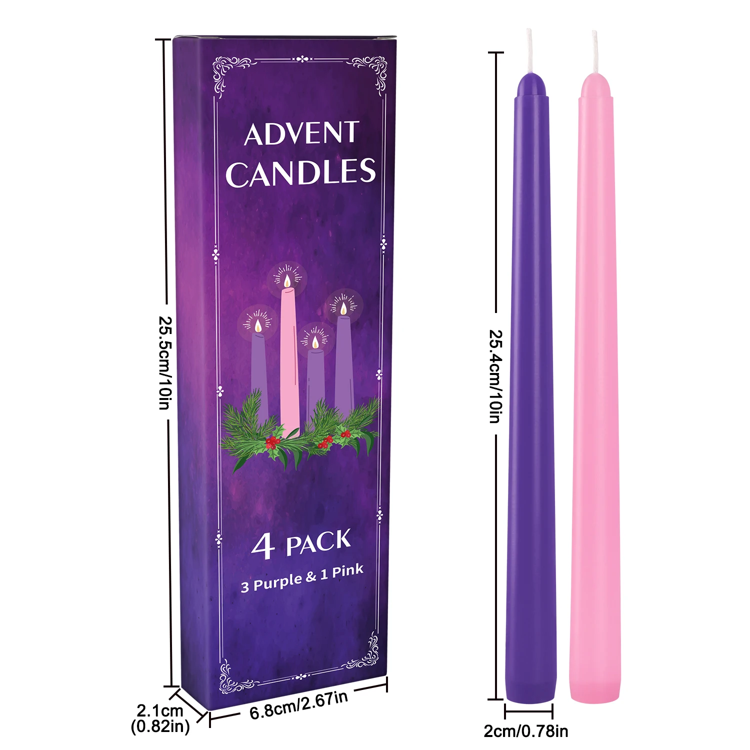 4 قطع 10 بوصة ثلاثة شمع صغير أرجواني وواحد وردي بدون تنقيط، شموع عشاء منزلية خالية من الدخان والعطور، سحبت يدويًا، جودة عالية، مناسبة لجميع الأماكن، وأعياد مختلفة. نستخدم فقط الشموع المستدقة المصنوعة من شمع عالي الجودة، لذا أن حرق الشموع، سوف ترى نفس لون الشموع الطويلة بنفسك. يمكنك أن تجعلها خفيفة وناعمة.