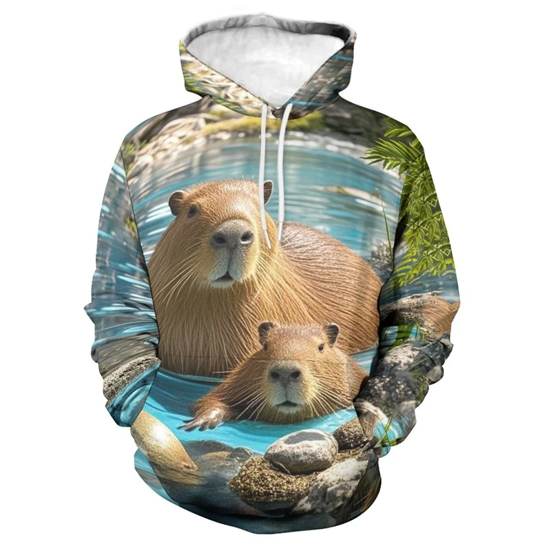 

Cute Capybara Graphic Sweatshirts Kawaii Animal Hoodies For Men Clothes Y2k Harajuku Fashion Female Hoodie Cartoon Boy Pullovers