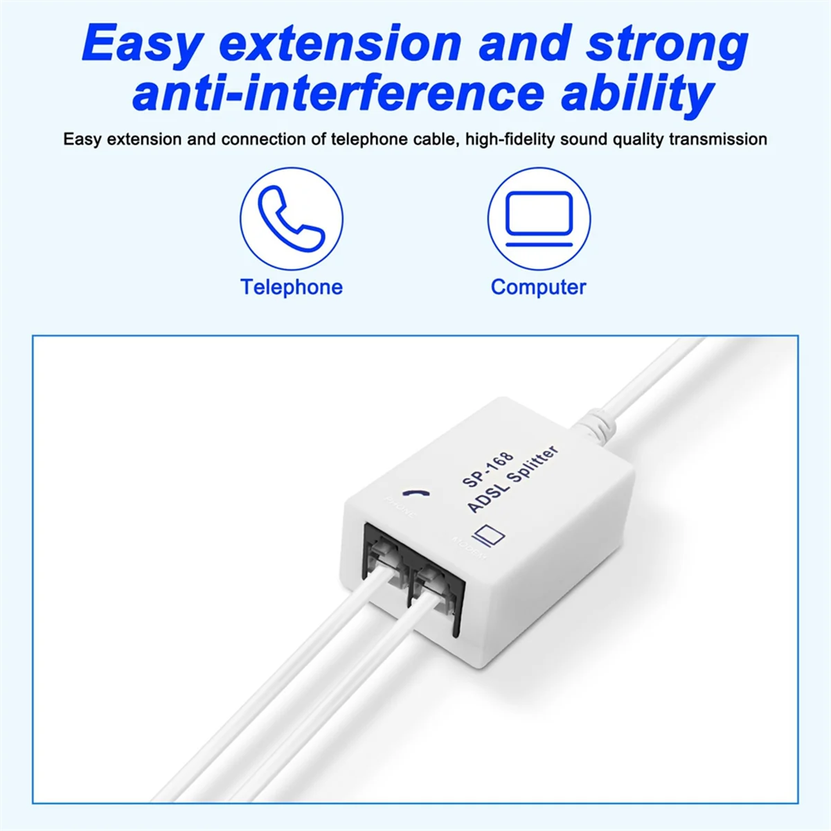 SMIEA 2 قطعة DSL مقسم مرشح ADSL الخائن لخط الهاتف ذكر إلى 2 أنثى RJ11 6P4C/6P2C محول مودم الهاتف محول
