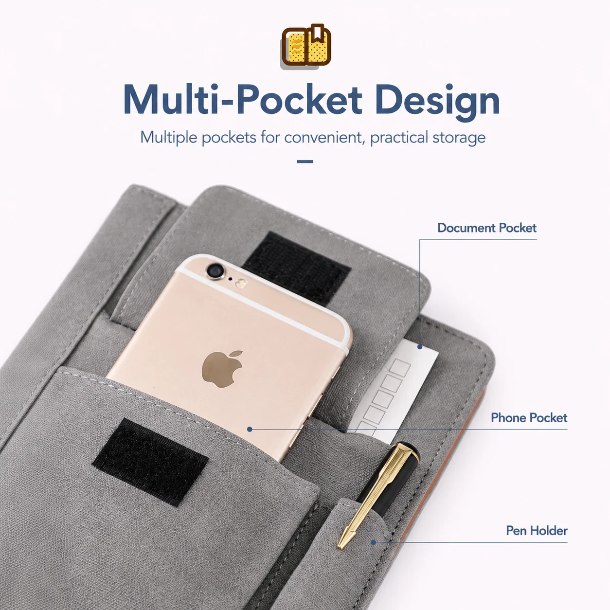 Business Journal Comfortable Pu Cover Notebook Storage Pocket Notebook Smooth Daily Note Taking Book For Journaling School Daily