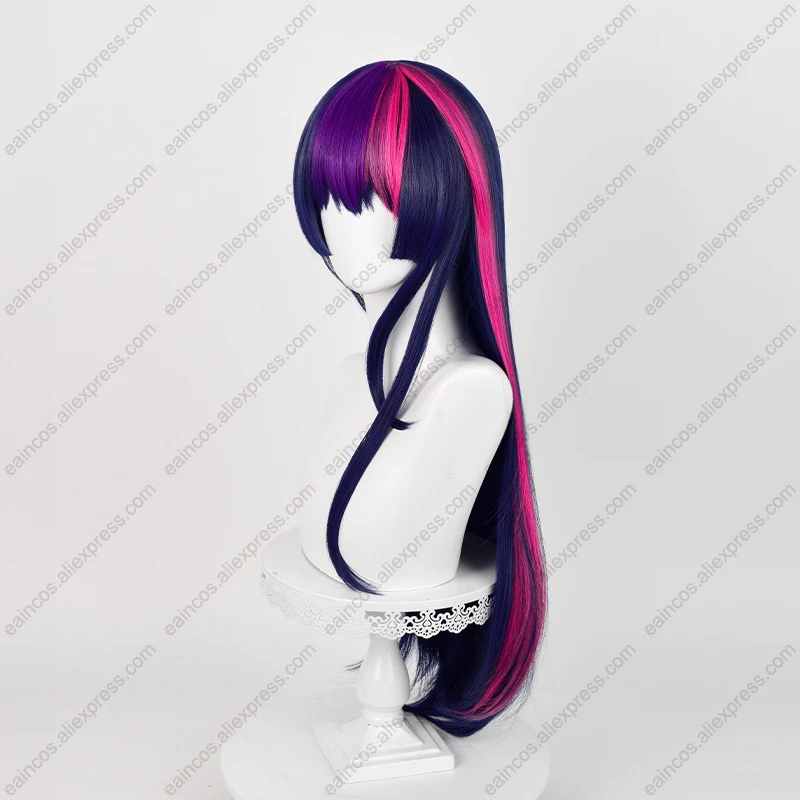 Twilight Sparkle Wig Cosplay 75cm Wig panjang warna campur tahan panas rambut sintetis pesta Halloween