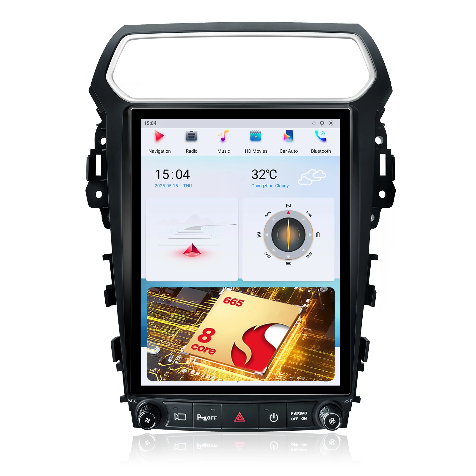 12.1Inch Tesla Style Radio DVD Player Screen Snapdragon 665 for Ford Explorer 2011-2019 Wireless CarPlay QLED 4+64GB
