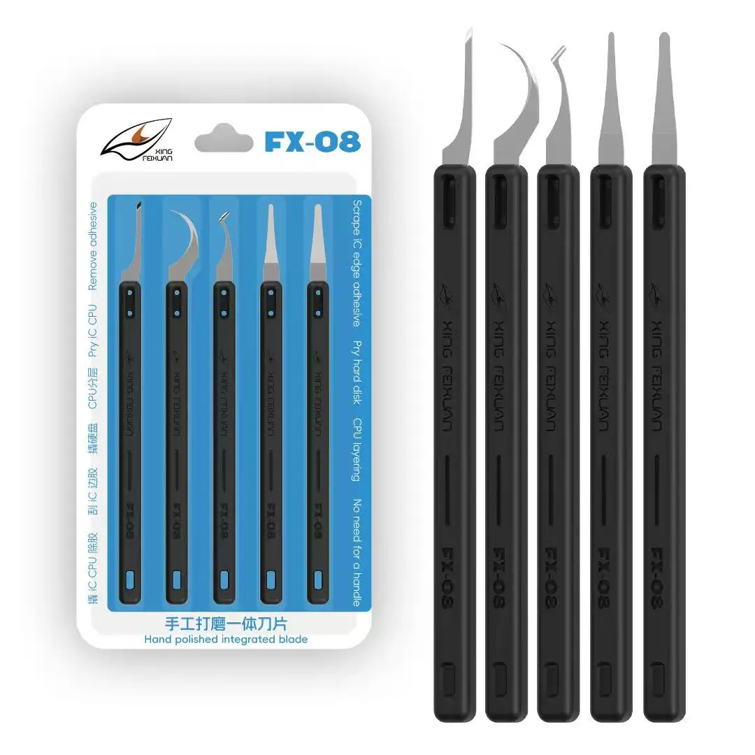 5 pz Lame a leva a mano Coltello a leva Kit Spudger in metallo per la riparazione del telefono cellulare Raschietto ad alta tenacità LCD IC CPU Coltello per rimozione colla