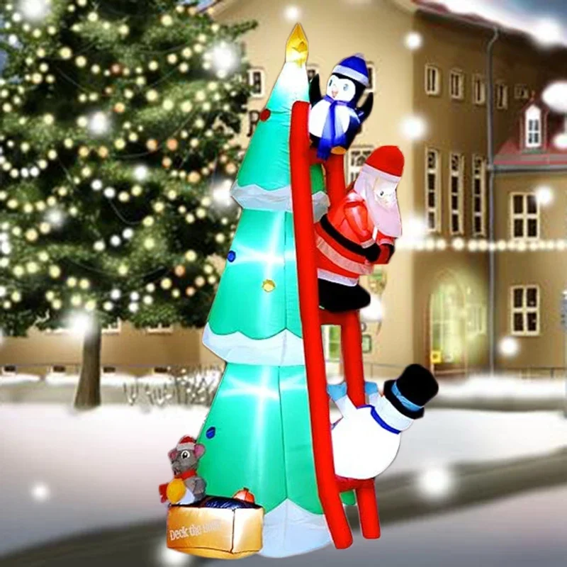 

1,8 м/6 футов рождественские украшения, надувная лестница для восхождения, елка, встроенный светодиодный светильник, рождественская вечеринка, украшение для дома и улицы, сада