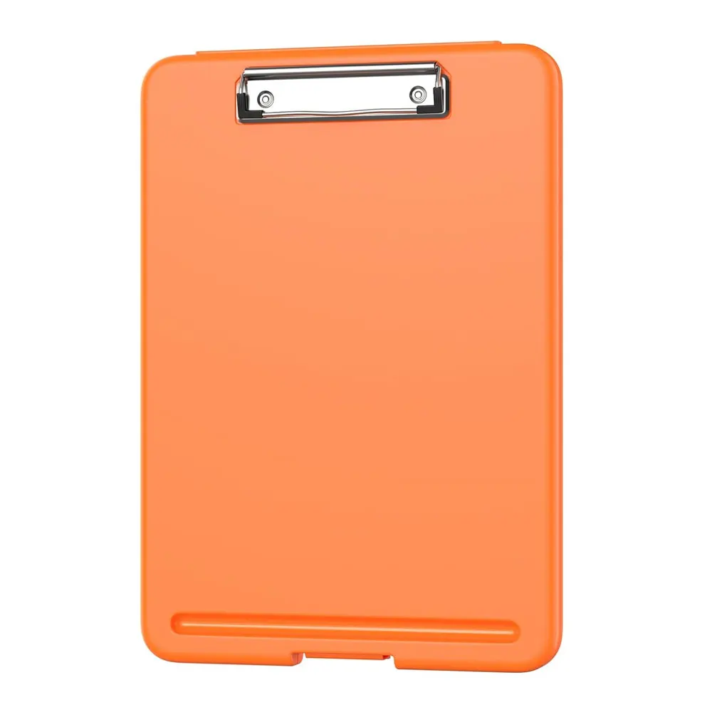 A4 File Folder/Clipboard with Built-in Storage Compartment and Pen Holder - Durable, lightweight writing pad with snap closure.