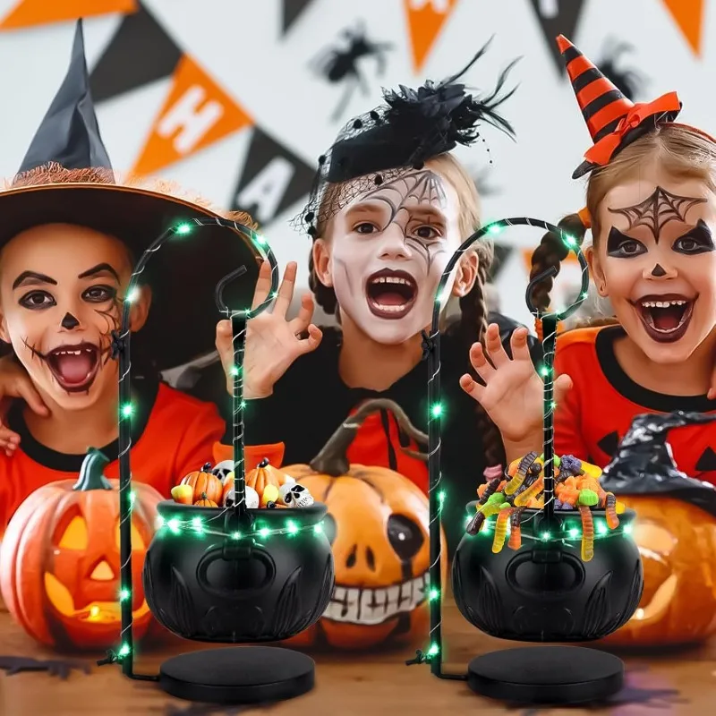 

Черный пластиковый котел, большой котел ведьмы для вечеринки в честь Хэллоуина, золотые котелки, банки для конфет, настольные украшения