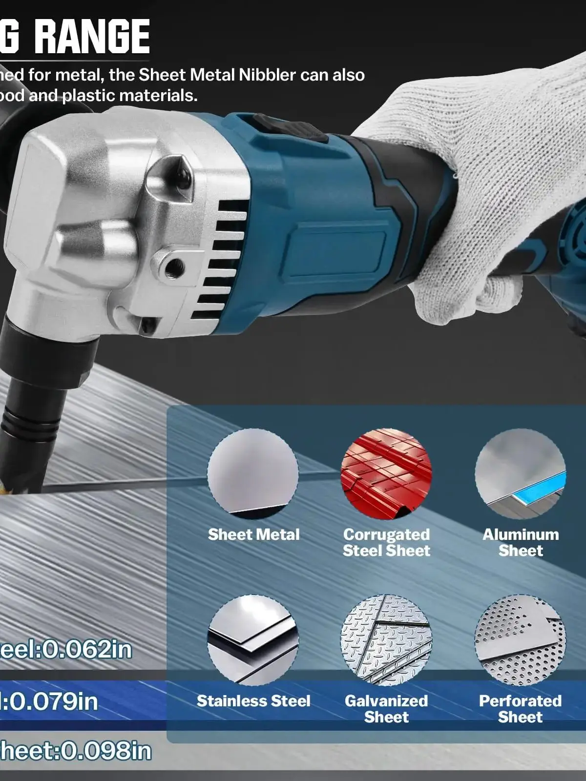 Draadloze borstelloze elektrische knabbelschaar voor Makita 18V batterij 3 snelheden verstelbare 16 gauge plaatwerksnijder met 2400 RPM elektrisch gereedschap - afbeelding 2