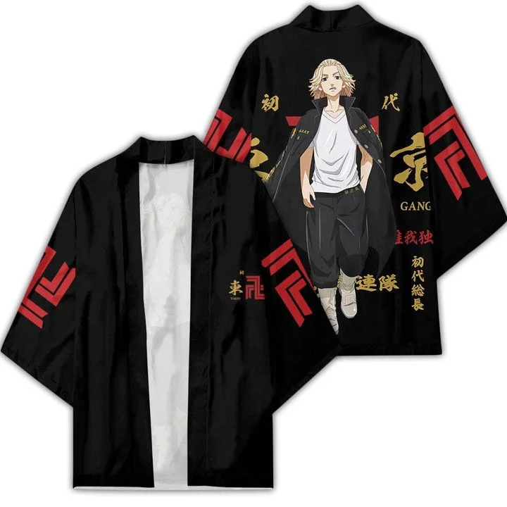 Anime giapponese Haori Anime giapponese Mikey Kimono Mantello Draken Costume Cosplay Stampa 3D Cardigan Allentato Haori Mantello Top
