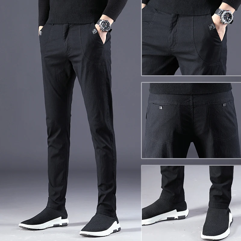 

Fashionable Pocket Slim Pants Men's Clothing Business Casual Comfortable Pants Classic Solid Color Straight Leg Trousers Male