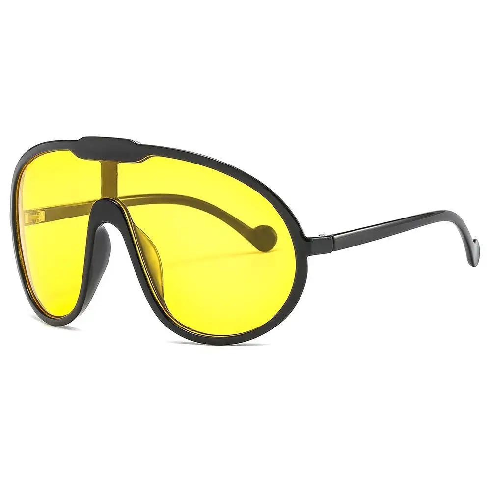 2024 New Fashion One Piece Shield Sunglasses For Women Vntage Oversized Arc Sun Glasses Men Black Yellow Hip Hop Gradient Shades