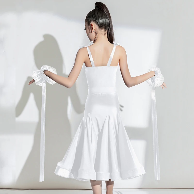 Ärmelloses modernes Tanzkleid für Mädchen, Walzer, Gesellschaftstanz, Wettbewerbskleid, Kinder, Chacha, Samba, Rumba, Tanzkostüme