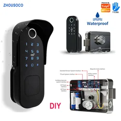 Fingerprint Electronic Door Lock Garden Outdoor Gate Lock Tuya App Wifi Passcode Rfid Card Keyless Lock Smart Door Lock