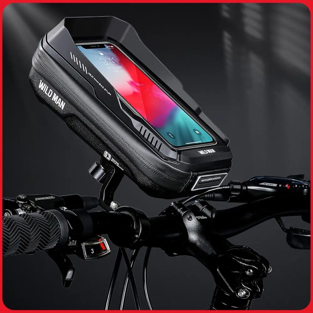 

Водонепроницаемая сумка-чехол WILD MAN 0.6L для горного велосипеда с креплением на руль, держатель для телефона, быстросъемные аксессуары для велоспорта