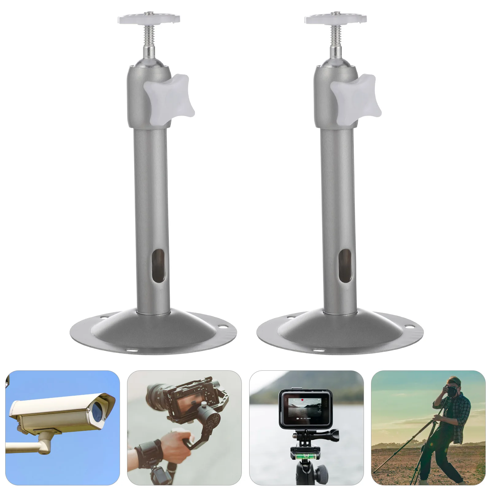 

2pcs Bracket Wall Mount Adjustable Security Support Aluminum Alloy Durable Swivel Tilt CCTV Holder Indoor