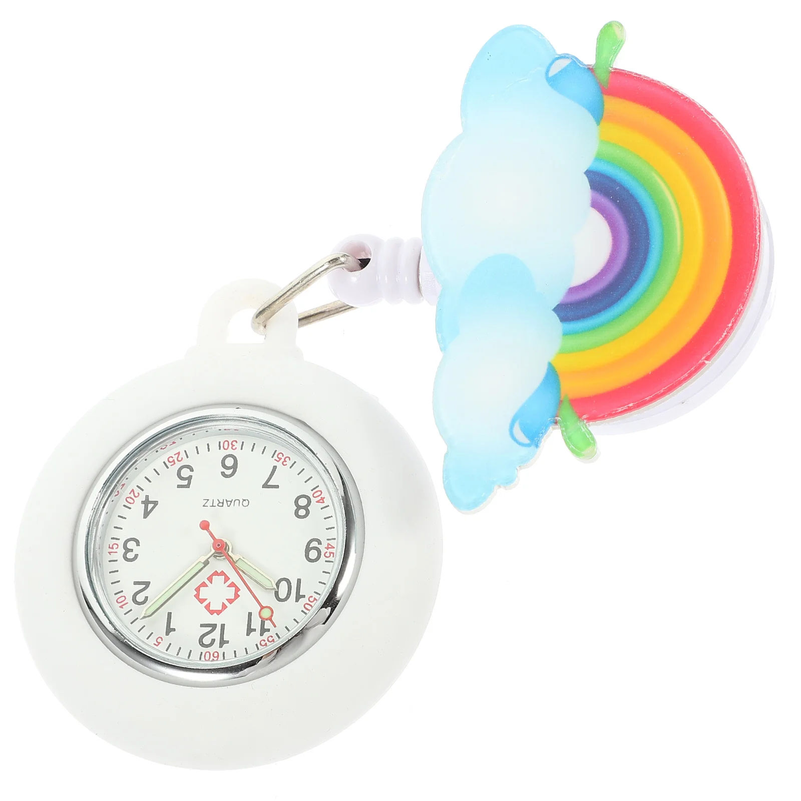 

Nurse Portable Watch with Retractable Badge Fob Silicone Cover for Medical Staff Telescopic Hanging Stethoscope Holder