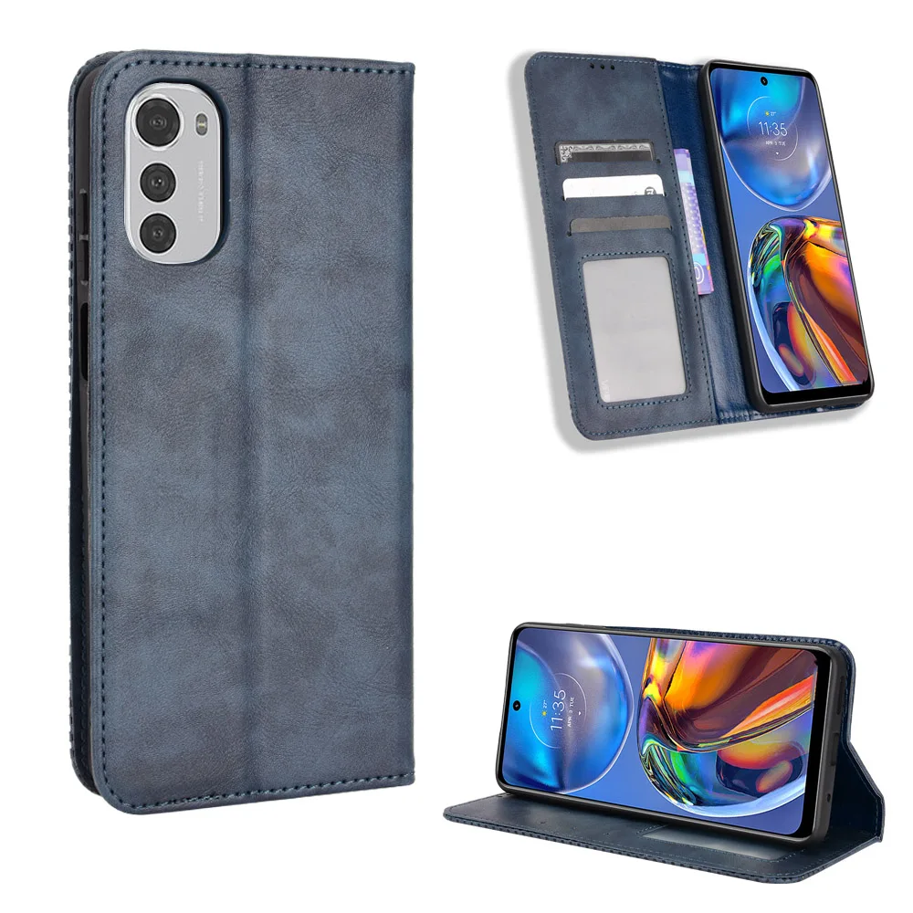 Flip Retro Style Leather Magnetic Closure Phone Cover For Motorola Moto E13 E14 E20 E22 E32 4G Wallet Fall prevention Phone Case image 5