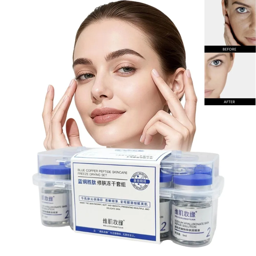 Blue Copper Peptide Lyophilized Powder Set GHK-Cu 99% Copper Peptide Freeze-Dried Powder Smoothing Neck Eye Wrinkle Skin Care