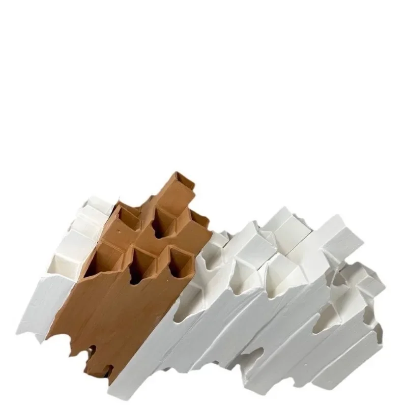Modern minimalist creative white square tube nest ceramic ornament