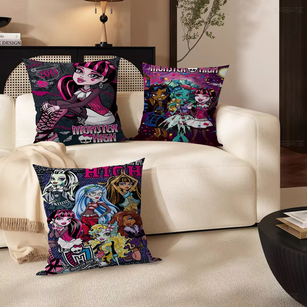 

M-Monster Cartoon High Decorative Room Aesthetics Pillow Case Home Decor Bedroom Sofa Bed Couch Pillow Cover 45x45