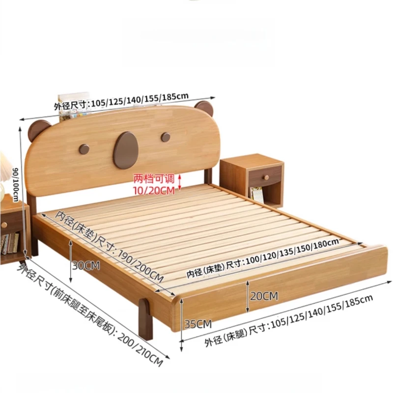 Cartoon-Kinderbett aus Holz, moderne, minimalistische Kreativität, komfortables Einzelbett, niedliche Cama de Solteiro-Möbel aus dem Mitte des Jahrhunderts
